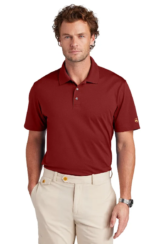 Brooks Brothers Mens Moisture Wicking Performance Mesh Pique Short Sleeve Polo Shirt - Rich Red - New