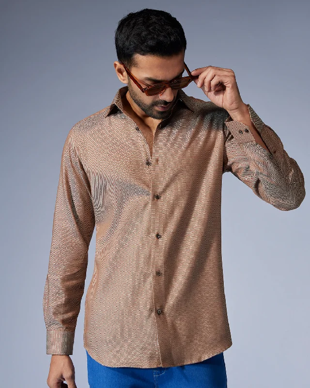 Cotton Dobby Shirt - Brown