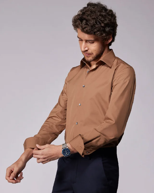 Cotton Poplin Shirt - Brown