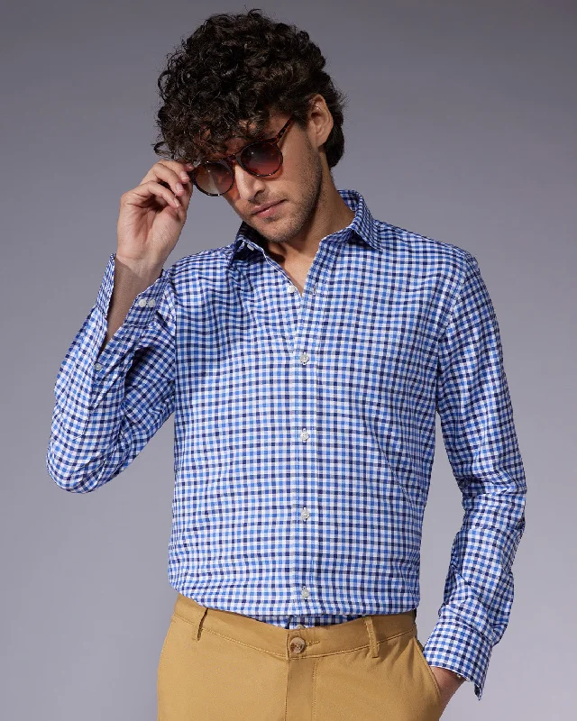 Japanese Oxford Checked Shirt - Blue & Navy