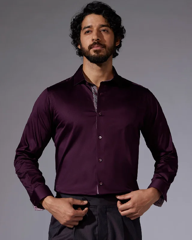 Maroon Stretch Satin Shirt