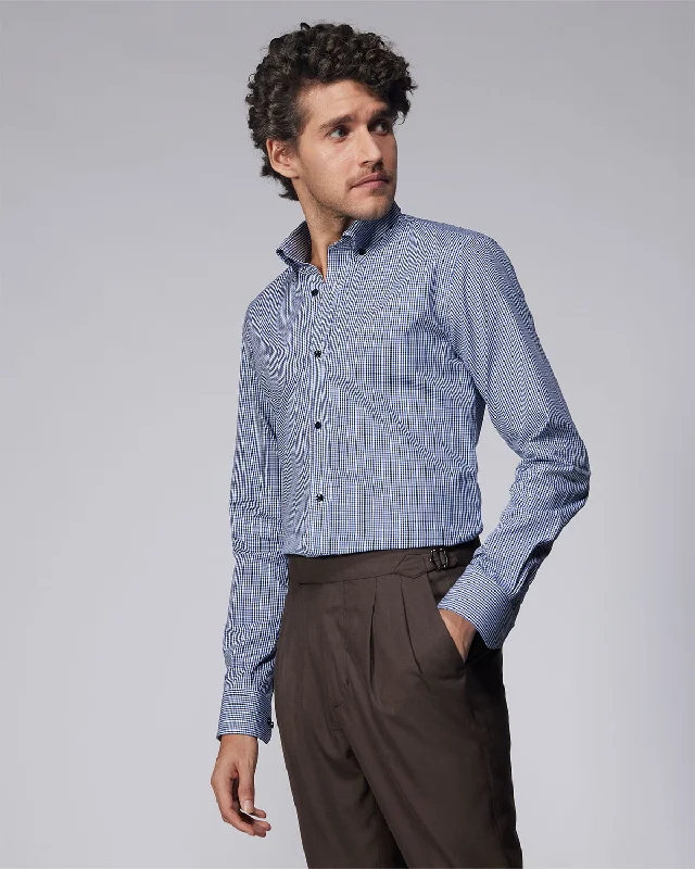 Micro-Checked Shirt - Blue & Black