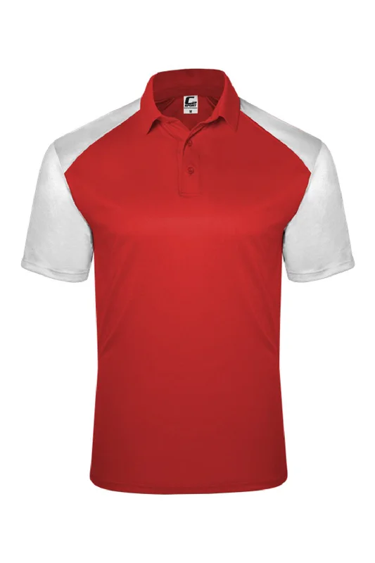 C2 Sport Mens Moisture Wicking Short Sleeve Polo Shirt - Red/White