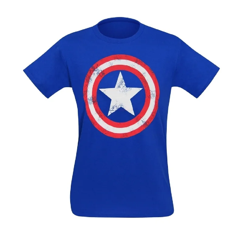 Captain America Distressed Shield Royal Blue TShirt