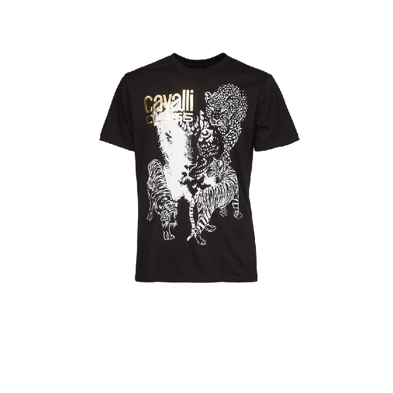 Cavalli Class Tiger Leopard Motif Fashion T-Shirt- for mens