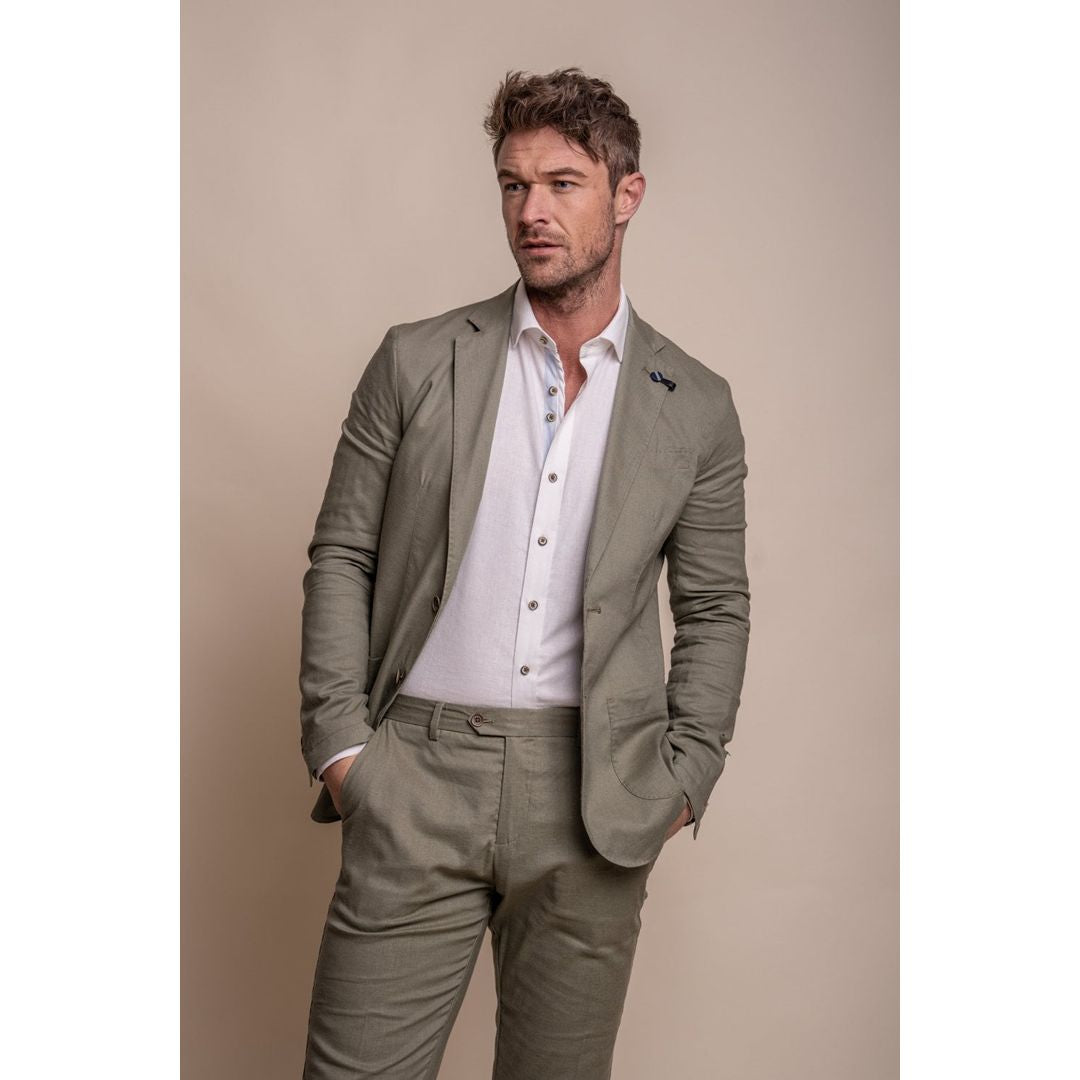 Alvari - Men's Sage Linen Summer 2 Piece Wedding Suit