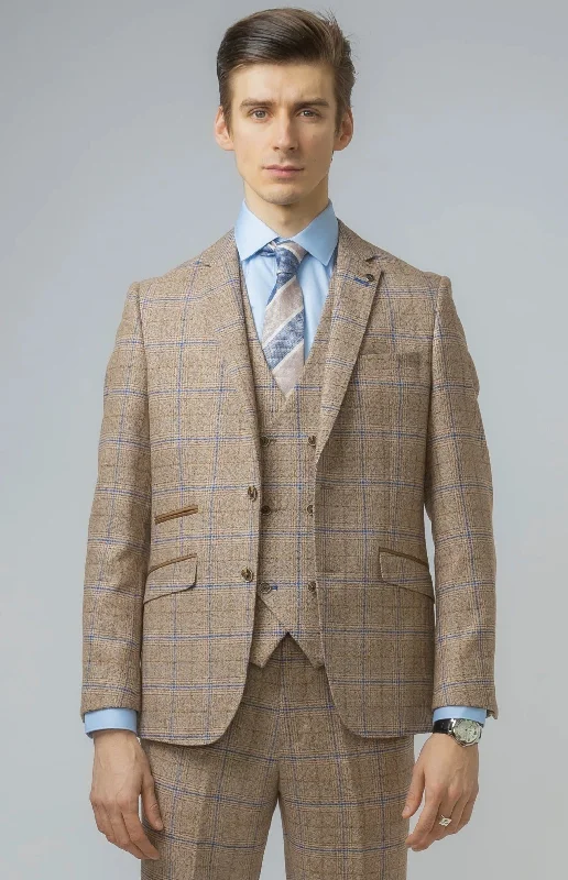 David Brown Double Breasted Waistcoat Check Tweed Suit | Office Wear | check suit