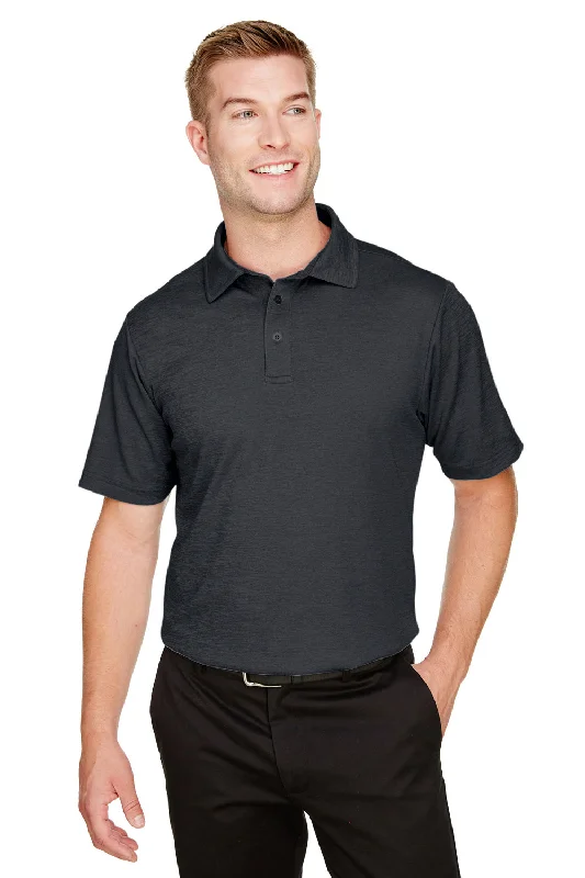 Devon & Jones Mens CrownLux Address Melange Performance Moisture Wicking Short Sleeve Polo Shirt - Heather Black