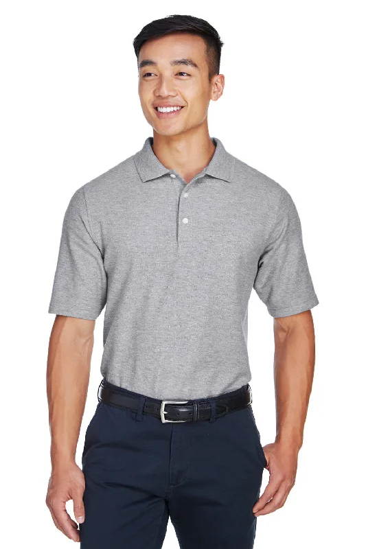 Devon & Jones Mens DryTec20 Performance Moisture Wicking Short Sleeve Polo Shirt - Heather Grey