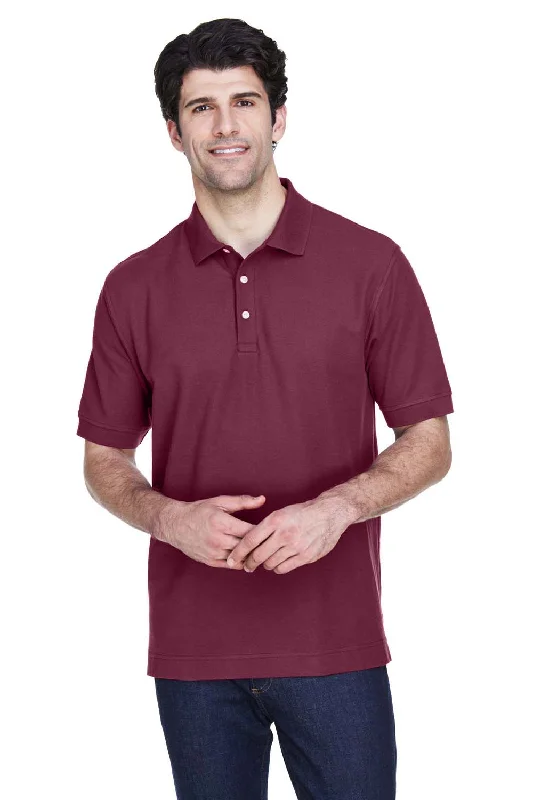 Devon & Jones Mens Short Sleeve Polo Shirt - Burgundy