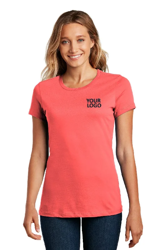 District Made Ladies Perfect Weight Crew Tee's, Coral