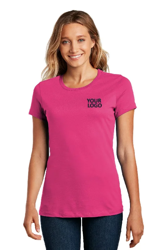 District Made Ladies Perfect Weight Crew Tee's, Dark Fuchsia