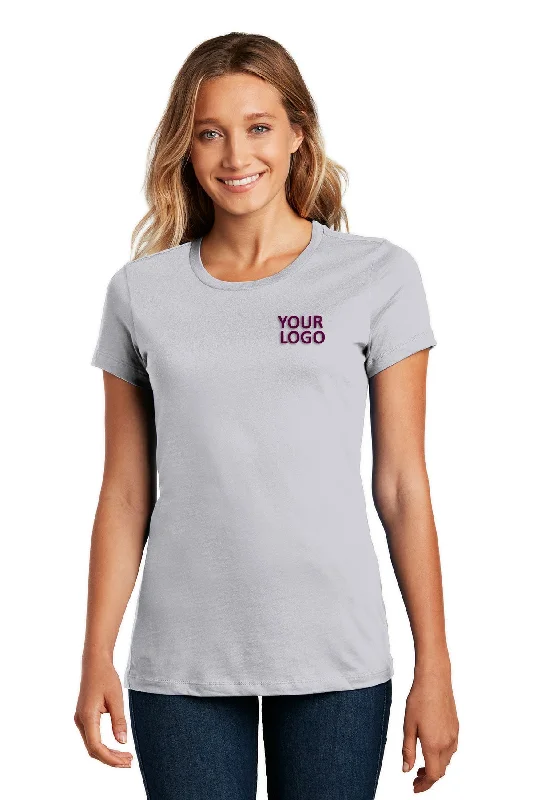 District Made Ladies Perfect Weight Crew Tee's, Silver