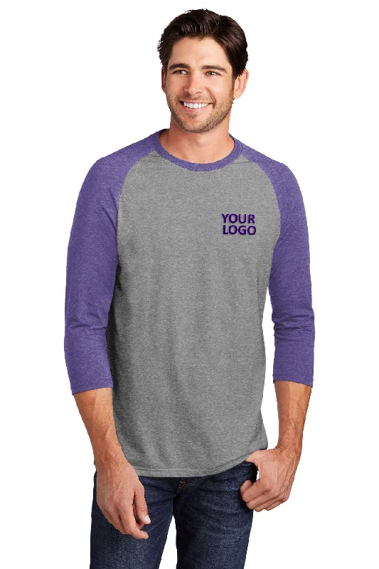 District Made Mens Perfect Tri 3/4-Sleeves, Purple Frost/ Grey Frost