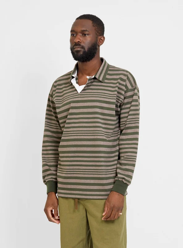 Stripe Rugby Shirt Brown & Olive