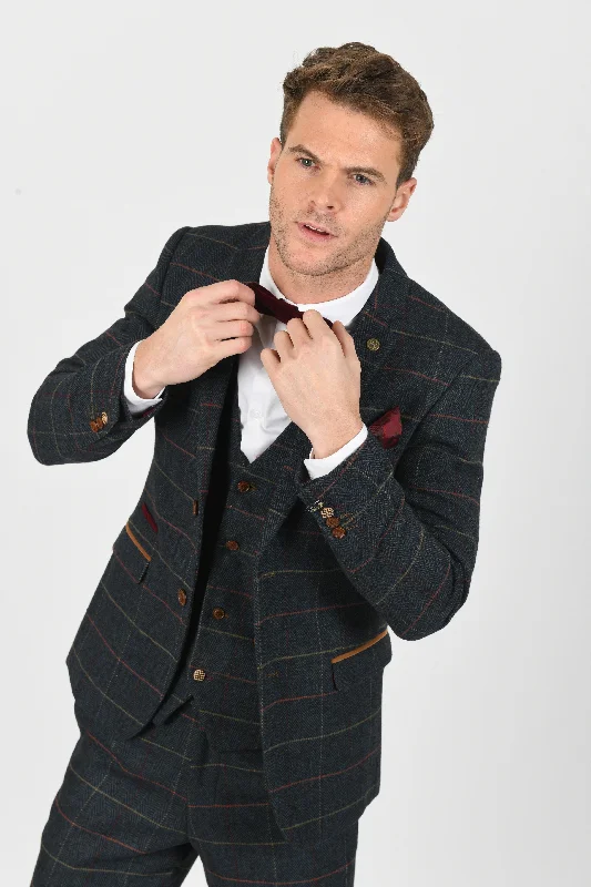 Eton Navy Check Tweed Wedding Suit | Check Suit | Wedding Wear | Office Wear