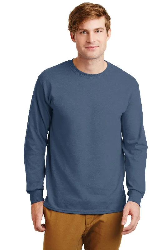 Gildan Ultra Cotton Long Sleeve T Shirt Indigo Blue