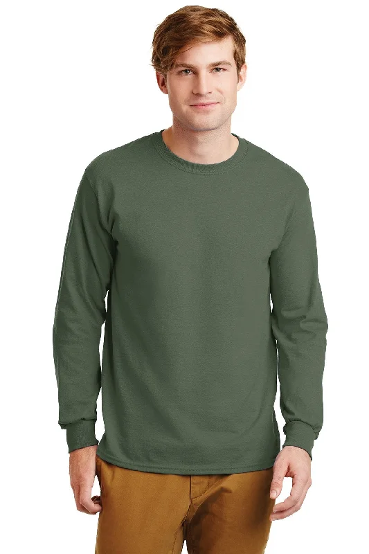 Gildan Ultra Cotton Long Sleeve T Shirt Military Green