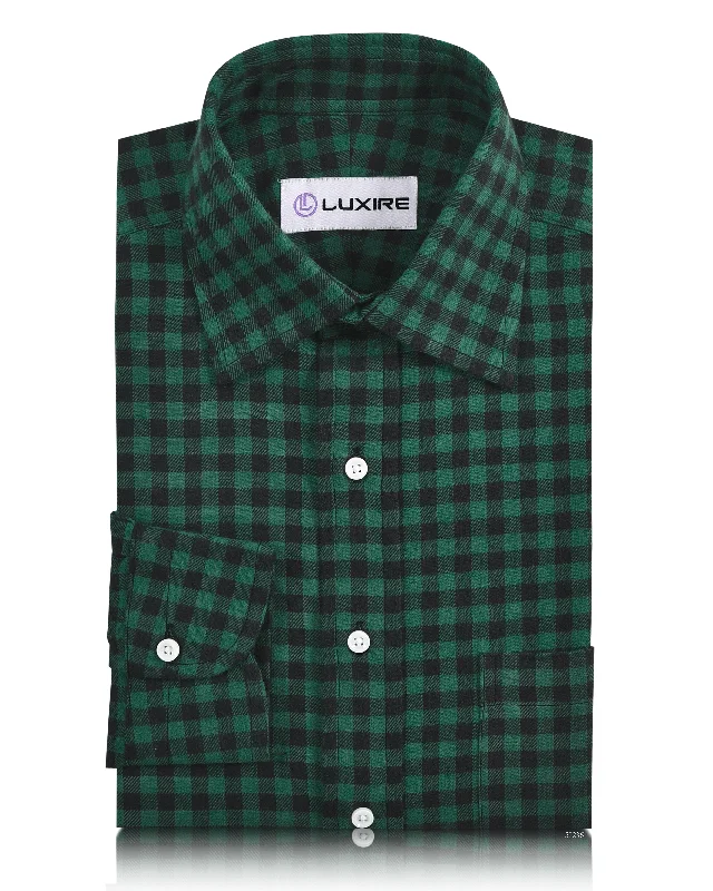 Green Black Gingham Twill Flannel