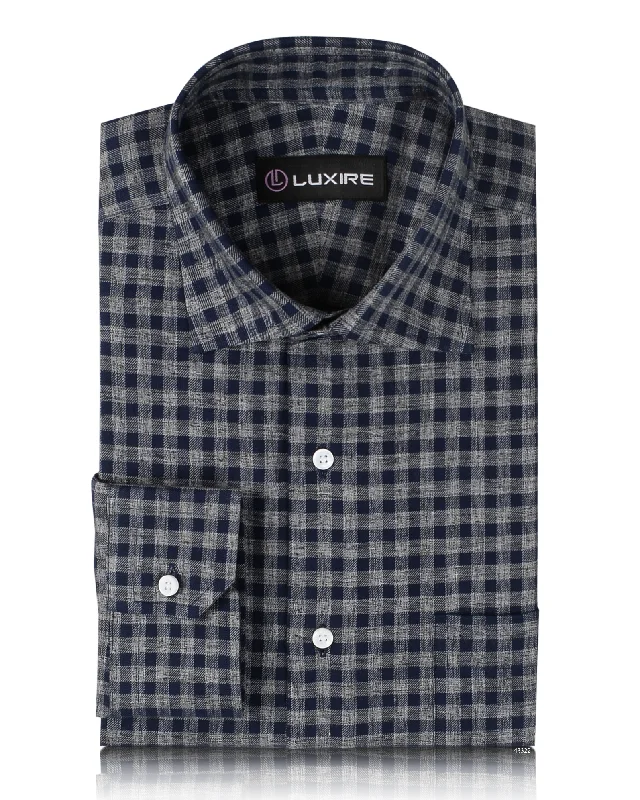 Grey Navy Tattersall Twill Checks