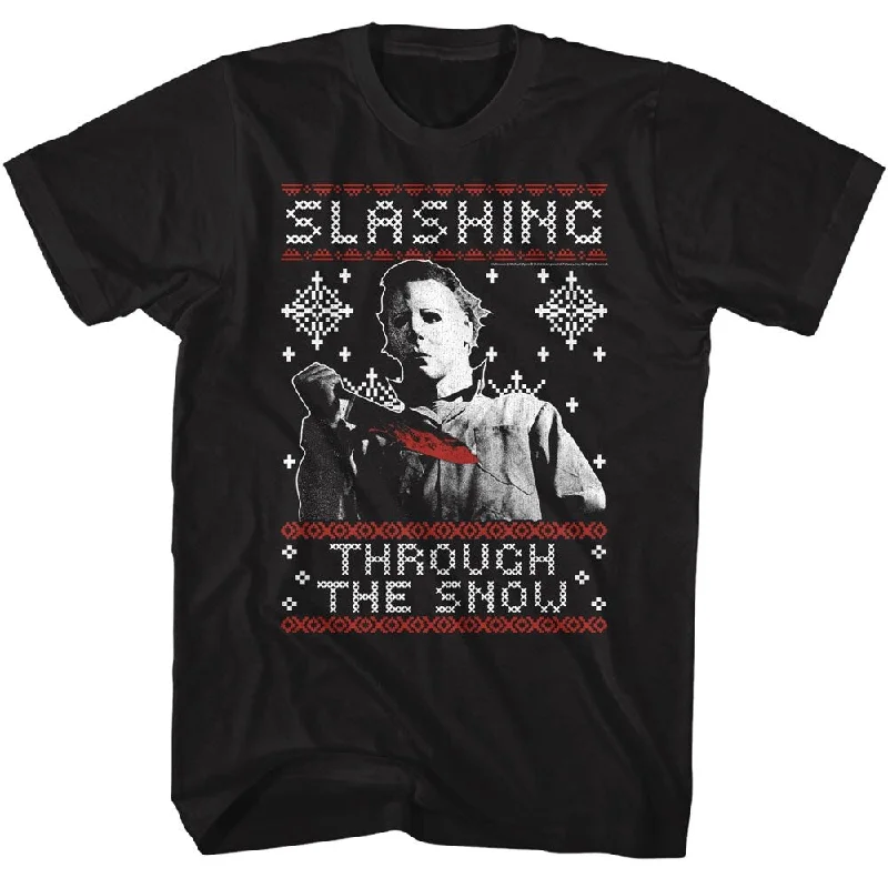 Halloween Slashing Through The Snow T-Shirt, Black