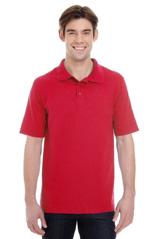 Hanes Mens X-Temp Fresh IQ Moisture Wicking Short Sleeve Polo Shirt - Deep Red