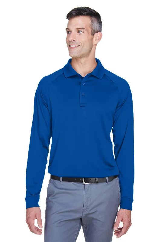 Harriton Mens Advantage Tactical Moisture Wicking Long Sleeve Polo Shirt - True Royal Blue