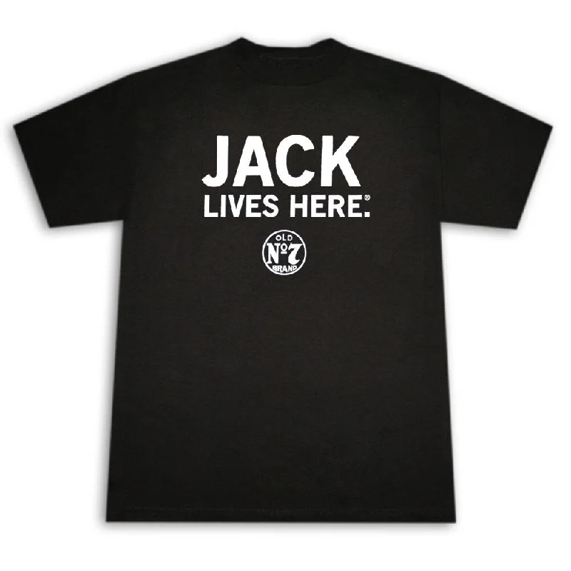 Jack Daniels Jack Lives Here Old. No 7 Logo Mens Black TShirt