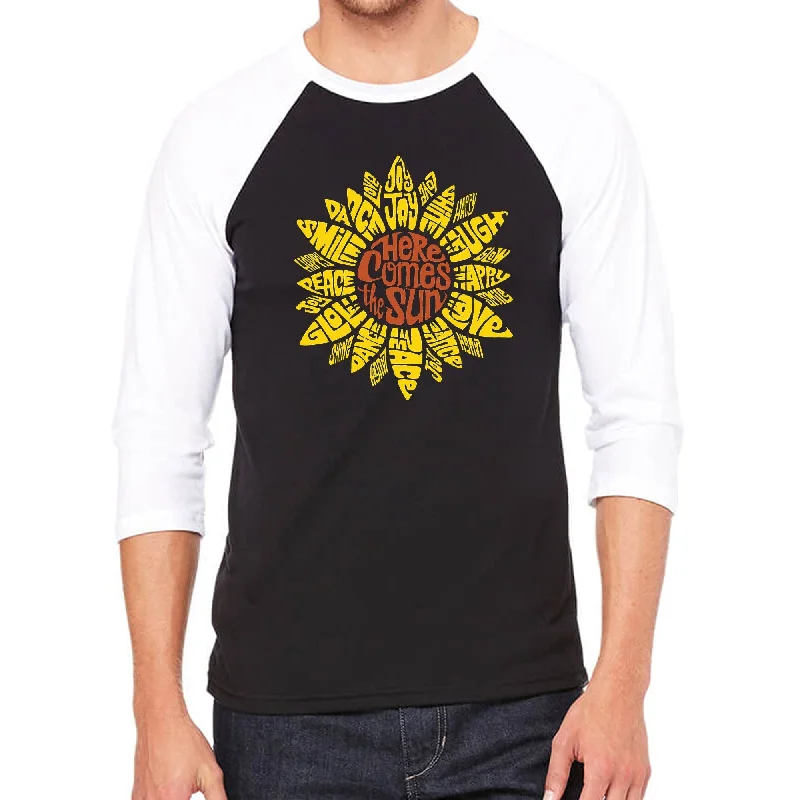 LA Pop Art Men's Raglan Baseball Word Art T-shirt - Sunflower