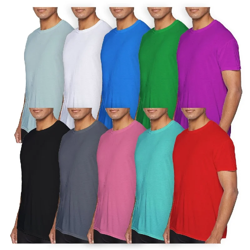 Laviva Mens Active Moisture Wicking Crew Neck Shirts 4Pack Polyester Dry Fit