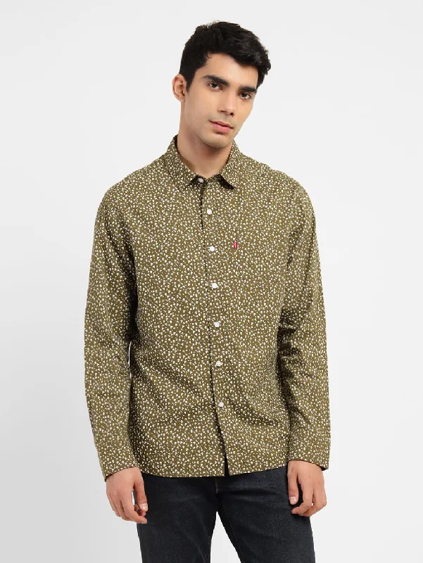 Men's Printed Spread Collar Shirt