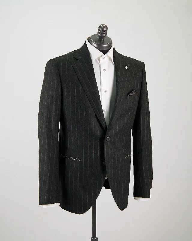 Wool Flannel Stretch Striped Suit