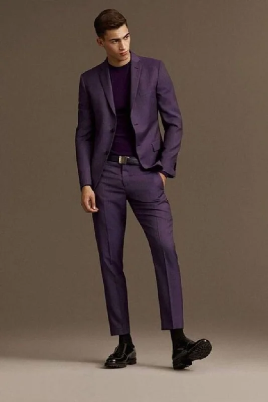 Men Dark Purple Two Piece Suit Engagement Prom Wear Formal Wedding Suit Party Wear Bespoke