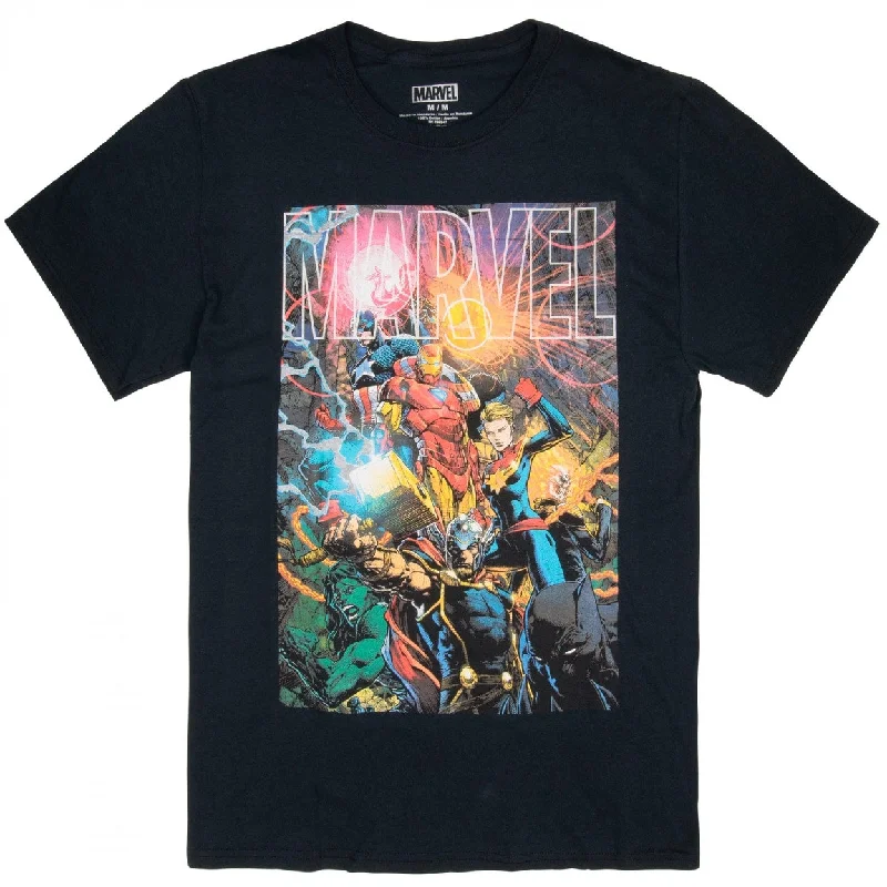 Marvel Logo With Heroes MensTShirt