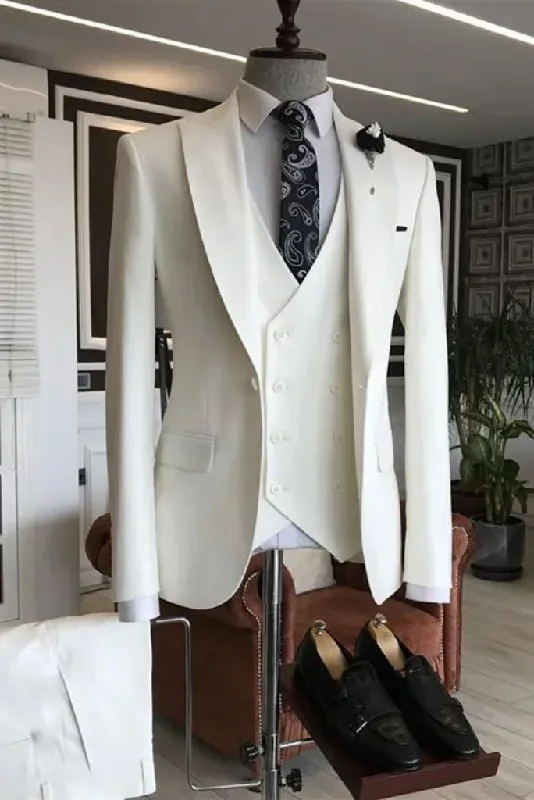 Men Wedding Suit Off White Dinner Suit Groom Suit Prom Party Wear Suit Wedding wear