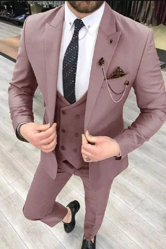 Men's Three Piece Suit Formal Wedding Suit Dusty Rose Elegant Slim Fit Suit Dinner Suit Bespoke