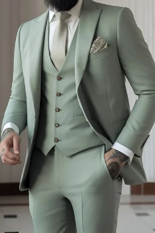 Men's Green Three Piece Suit Classic Formal Suit Wedding Elegant Suit Dinner Suit Bespoke Menswear Gift For Him