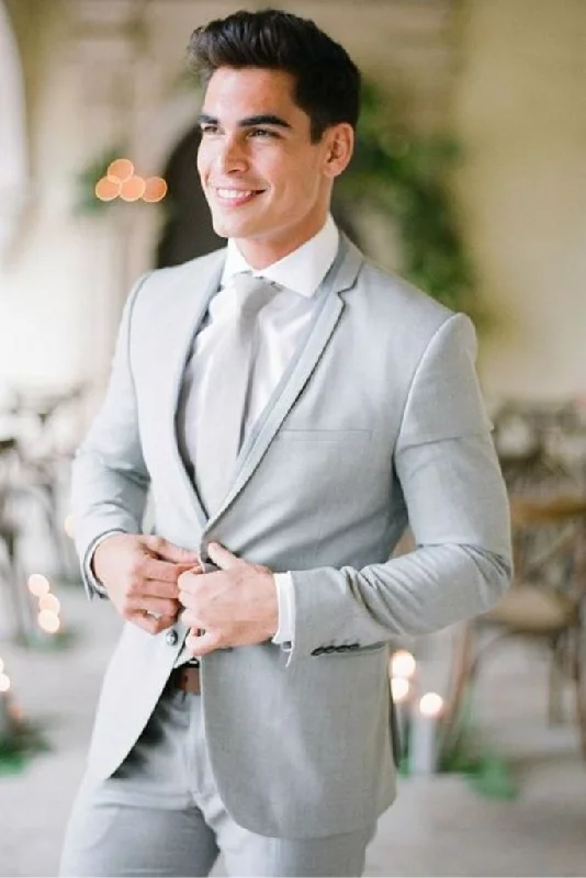 Men Wedding Two Piece Suit Light Grey Formal Wear Wedding Suit Dinner Suit Elegant For Him