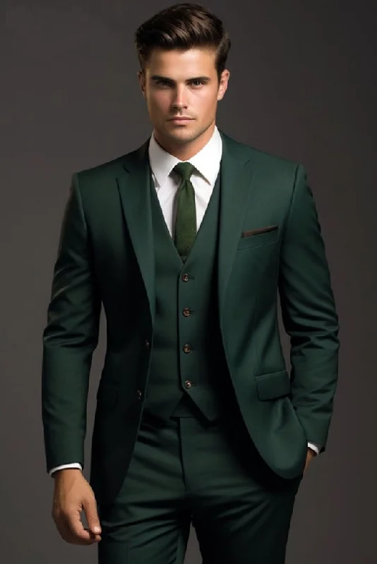 Men's Premium Hunter Green Stylish 3 Piece Suit Elegant Bespoke Mans Formal Fashion Suit Dinner Wear For Him