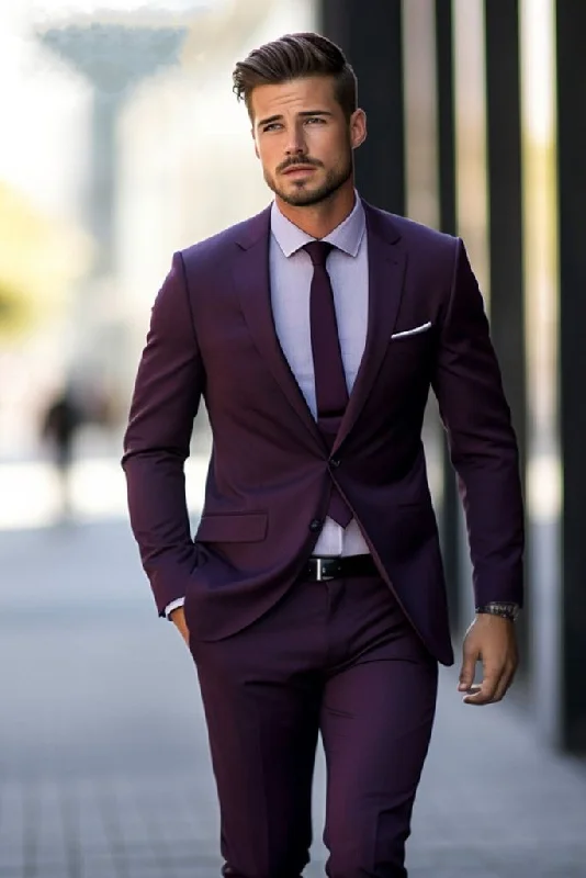 Premium Purple Two Piece Suit for Men – Elegant and Stylish Formal Attire- Tailored Suit