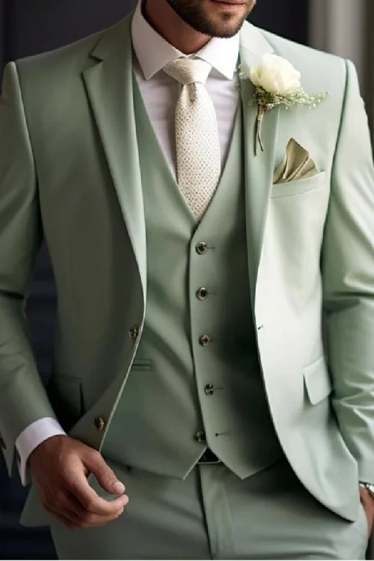 Men Sage Green Three Piece Suit Formal Party Wear Suit Wedding Suit Groomsmen Suits Bespoke Men's Wear Gift For Him SAINLY