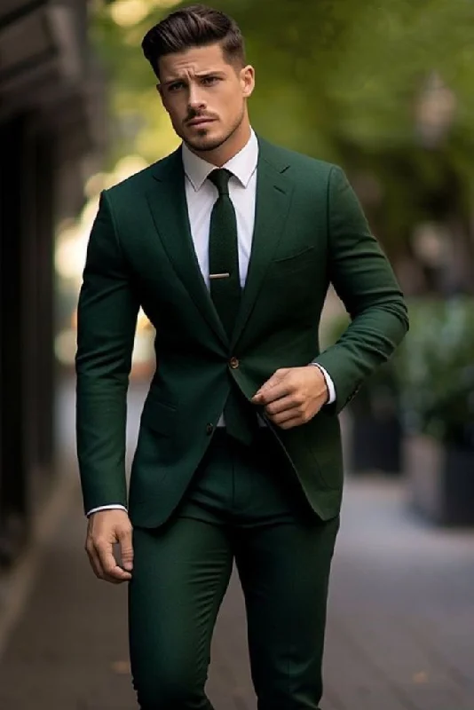 Man Hunter Green Prom Wedding Suit Two Piece Suit Slim Fit Suits Groom Wear Bespoke Suit Him