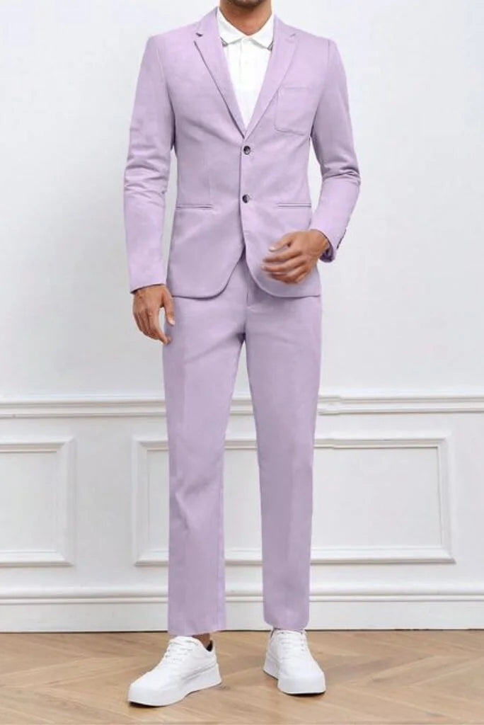 Men Two Piece Lavender Suit Wedding Slim Fit Suit Dinner Elegant Coat Pant Bespoke For Him