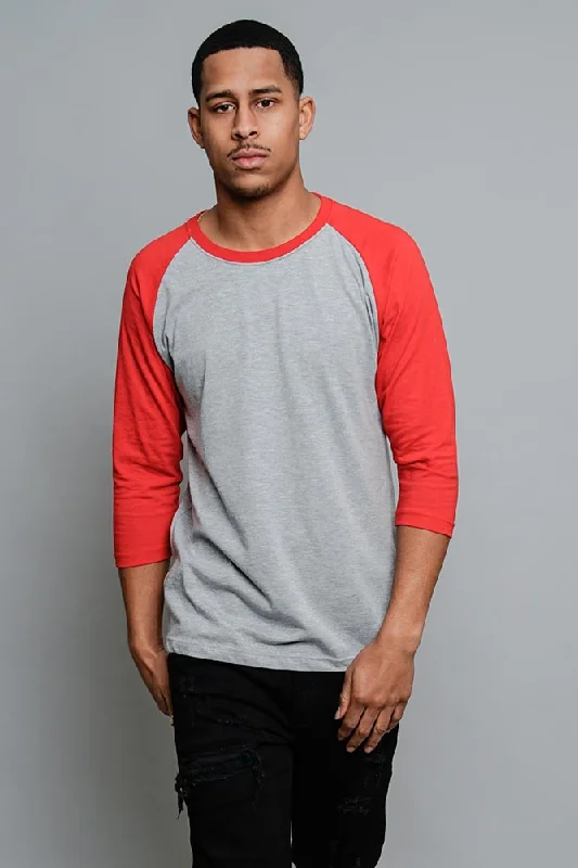 Men's Baseball T-Shirt (Grey/Red)