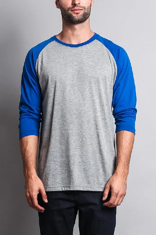 Men's Baseball T-Shirt (Grey/Royal Blue)