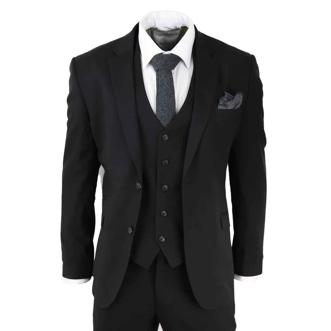 Marco - Men's Black 3 Piece Suit Classic Short Regular Long Formal