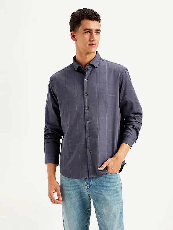 Men's Checkered Spread Collar Shirt