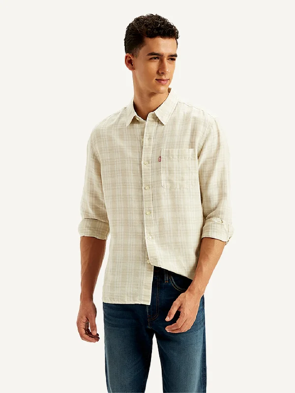 Men's Checkered Spread Collar Shirt