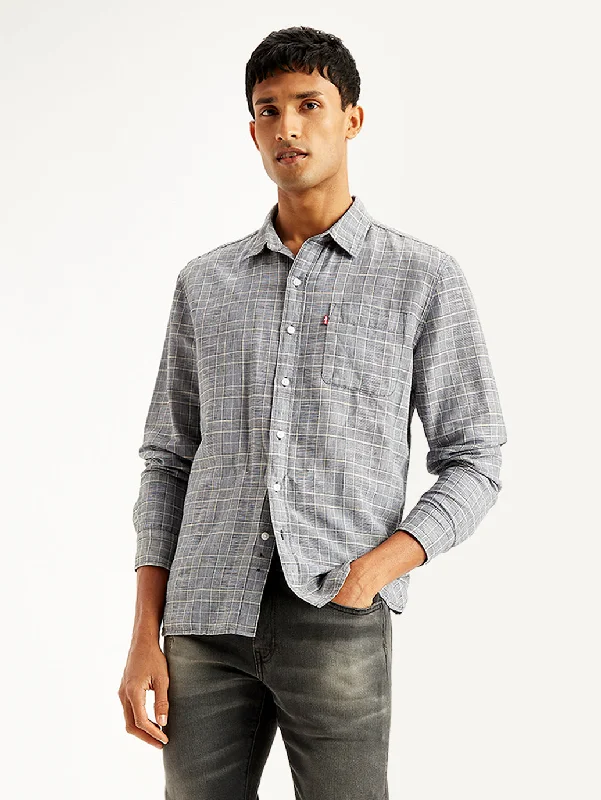 Men's Checkered Spread Collar Shirt