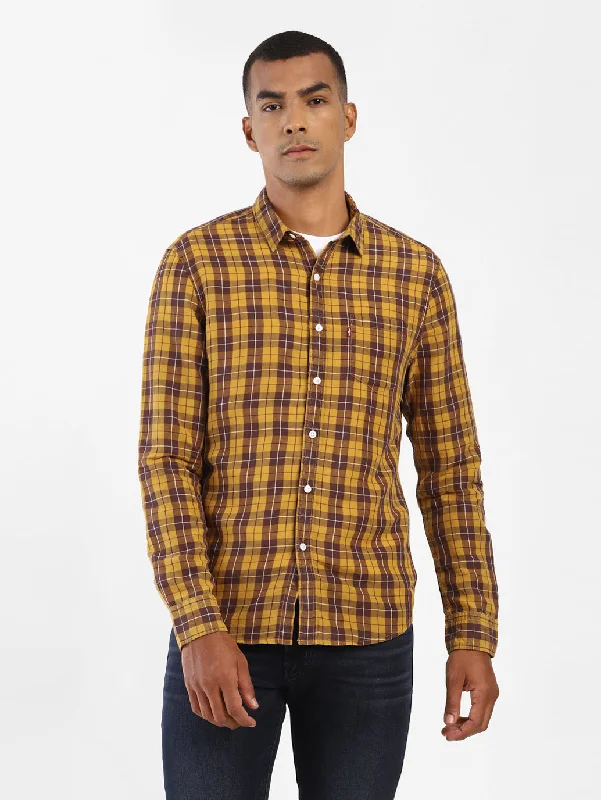 Men's Checkered Spread Collar Shirt